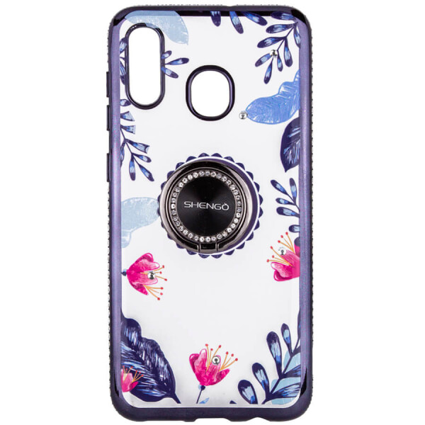 

TPU чехол Shengo со стразами и кольцом-держателем для Samsung Galaxy A20 / A30 Черный