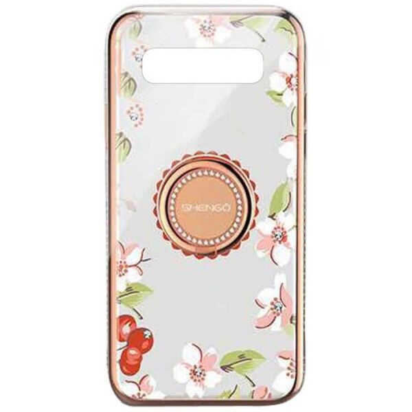 

TPU чехол Shengo со стразами и кольцом-держателем для Samsung Galaxy S10+ Золотой