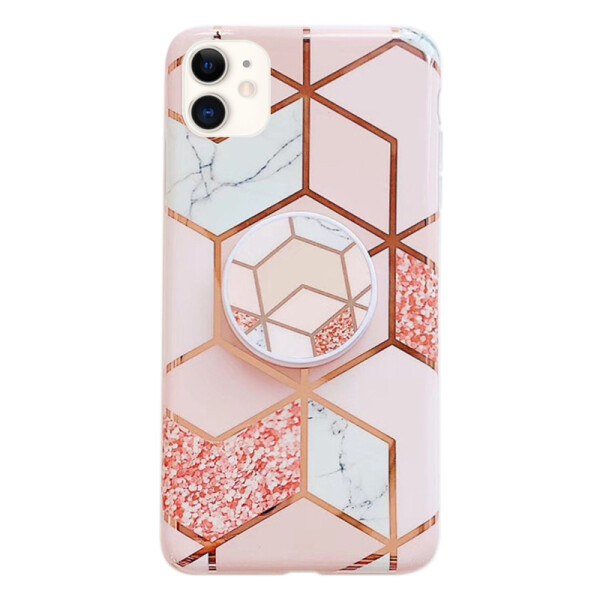 

TPU Чехол Геометрия с держателем для телефона для Apple iPhone 11 (6.1") Розовый