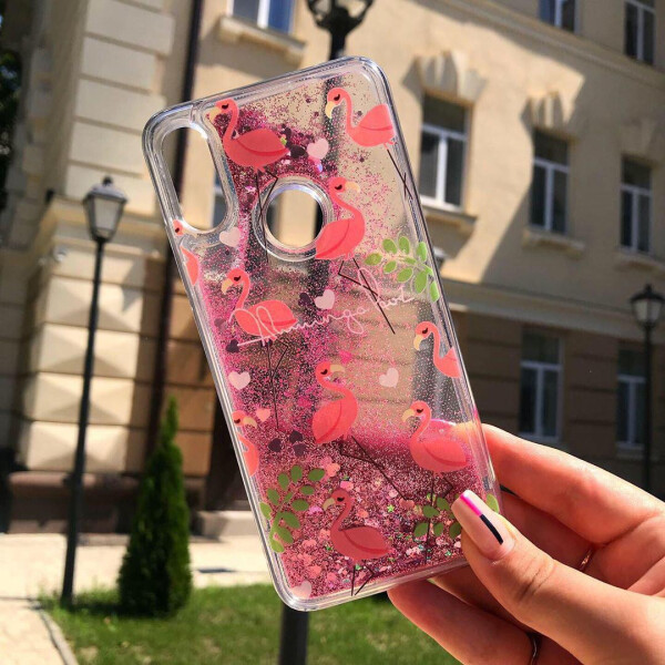 

TPU чехол с переливающимися блестками для Samsung Galaxy A10s Фламинго