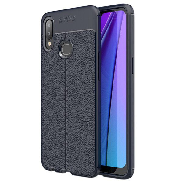 

TPU чехол фактурный (с имитацией кожи) для Samsung Galaxy A10s Синий