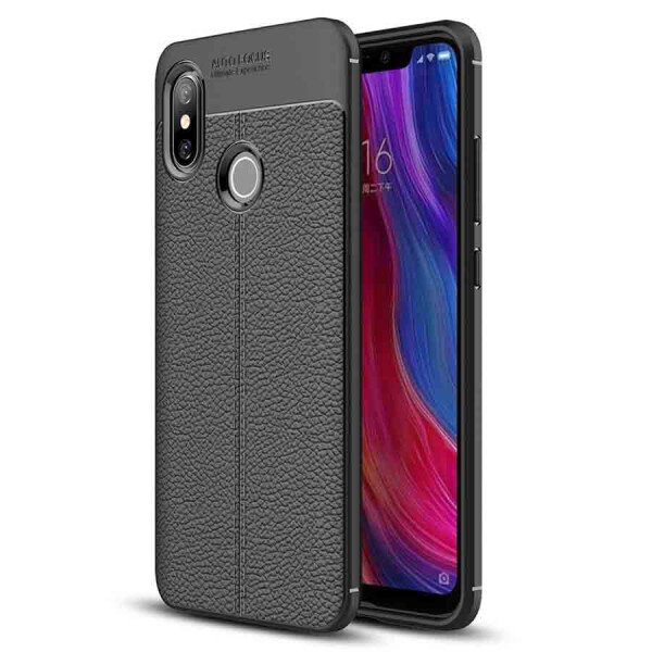 

TPU чехол фактурный (с имитацией кожи) для Xiaomi Mi 8 Черный