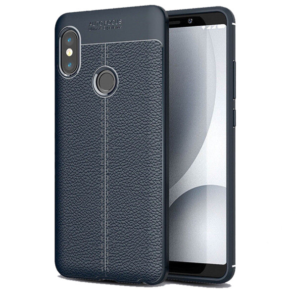 

TPU чехол фактурный (с имитацией кожи) для Xiaomi Redmi Note 5 Pro / Note 5 (DC) Синий