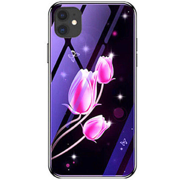

TPU+Glass чехол Fantasy с глянцевыми торцами для Apple iPhone 11 (6.1") Тюльпаны