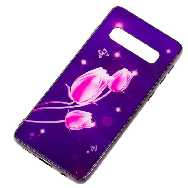 

TPU+Glass чехол Fantasy с глянцевыми торцами для Samsung Galaxy S10 Тюльпаны