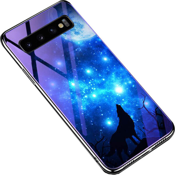 

TPU+Glass чехол Fantasy с глянцевыми торцами для Samsung Galaxy S10+ Лунная ночь