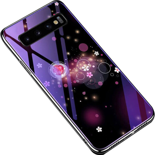 

TPU+Glass чехол Fantasy с глянцевыми торцами для Samsung Galaxy S10+ Пузырьки и цветы