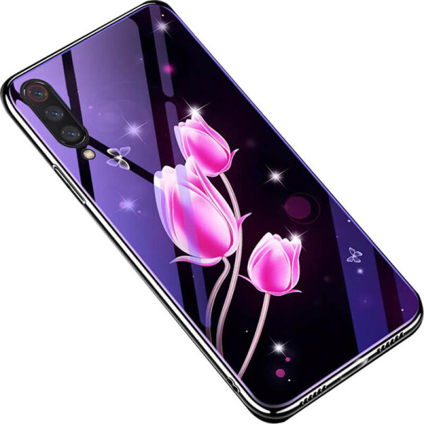 

TPU+Glass чехол Fantasy с глянцевыми торцами для Xiaomi Mi 9 Тюльпаны