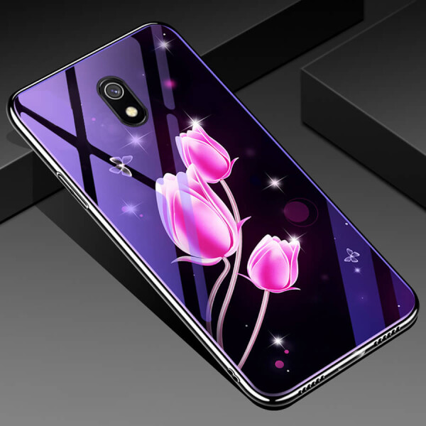 

TPU+Glass чехол Fantasy с глянцевыми торцами для Xiaomi Redmi 8a Тюльпаны