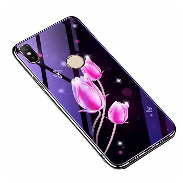 

TPU+Glass чехол Fantasy с глянцевыми торцами для Xiaomi Redmi Note 6 Pro Тюльпаны