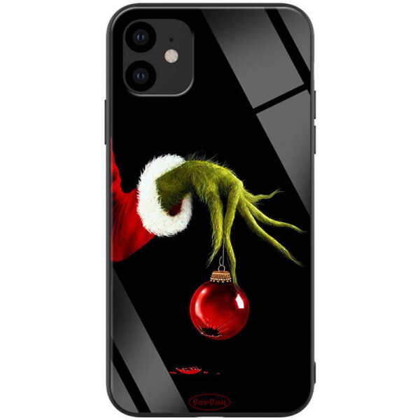 

TPU+Glass чехол ForFun для Apple iPhone 11 (6.1") Гринч и елочная игрушка / Черный
