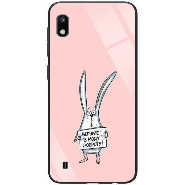 

TPU+Glass чехол ForFun для Samsung Galaxy A10 (A105F) Добрый заяц / Розовый