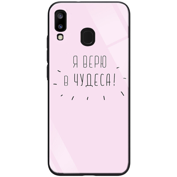 

TPU+Glass чехол ForFun для Samsung Galaxy A20 / A30 Чудеса / Розовый