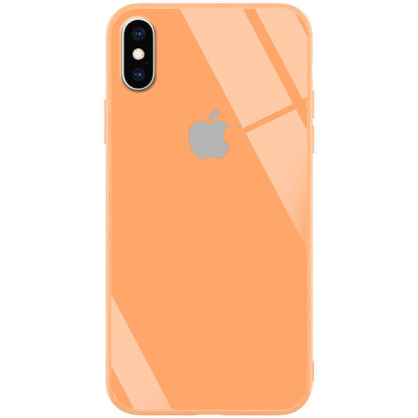

TPU+Glass чехол GLOSSY Logo series для Apple iPhone XS Max (6.5") Персиковый / Peach