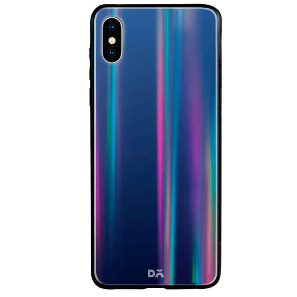 

TPU+Glass чехол Gradient Aurora с лого для Apple iPhone X / XS (5.8") Фиолетовый / Бирюзовый