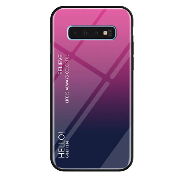 

TPU+Glass чехол Gradient HELLO для Samsung Galaxy S10 Малиновый