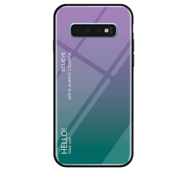 

TPU+Glass чехол Gradient HELLO для Samsung Galaxy S10+ Фиолетовый