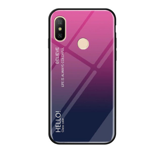 

TPU+Glass чехол Gradient HELLO для Xiaomi Mi A2 Lite / Xiaomi Redmi 6 Pro Малиновый