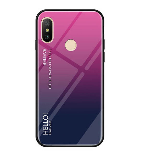 

TPU+Glass чехол Gradient HELLO для Xiaomi Redmi Note 6 Pro Малиновый