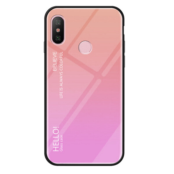 

TPU+Glass чехол Gradient HELLO для Xiaomi Redmi Note 6 Pro Розовый