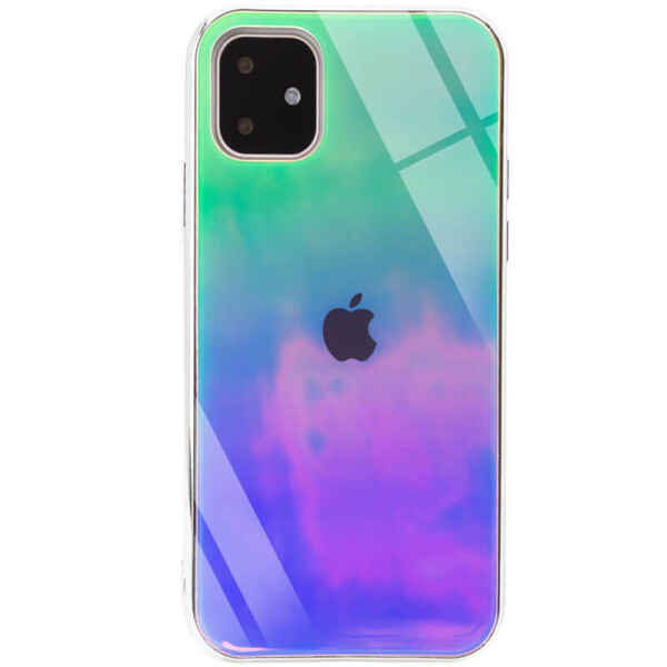 

TPU+Glass чехол Gradient Rainbow с лого для Apple iPhone 11 (6.1") Зеленый