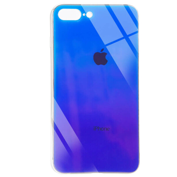 

TPU+Glass чехол Gradient Rainbow с лого для Apple iPhone 7 plus / 8 plus (5.5") Синий