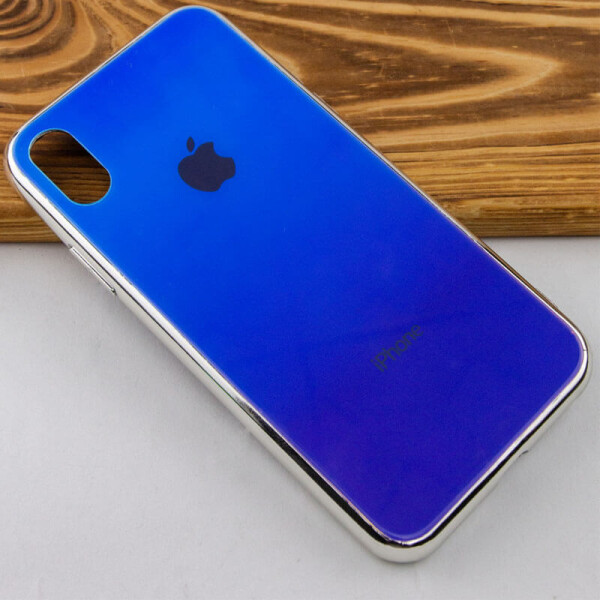 

TPU+Glass чехол Gradient Rainbow с лого для Apple iPhone XS Max (6.5") Голубой