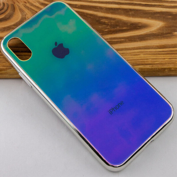 

TPU+Glass чехол Gradient Rainbow с лого для Apple iPhone XS Max (6.5") Зеленый