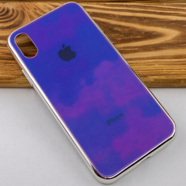 

TPU+Glass чехол Gradient Rainbow с лого для Apple iPhone XS Max (6.5") Синий