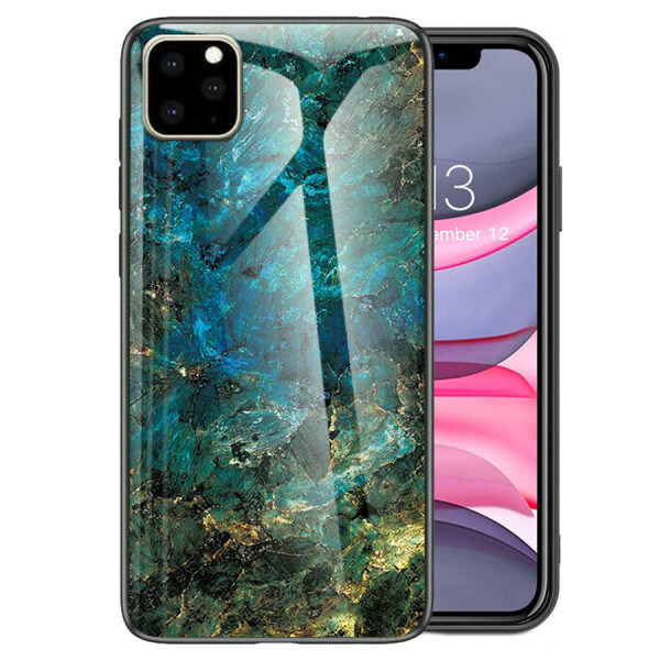 

TPU+Glass чехол Luxury Marble для Apple iPhone 11 Pro Max (6.5") Морская волна / Голубой