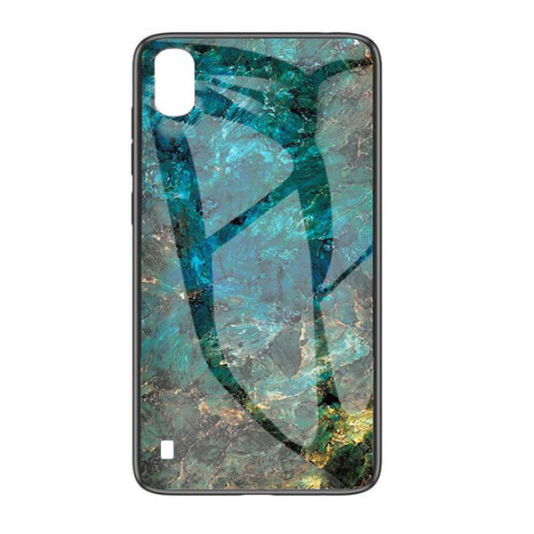 

TPU+Glass чехол Luxury Marble для Samsung Galaxy A10 (A105F) Морская волна / Голубой