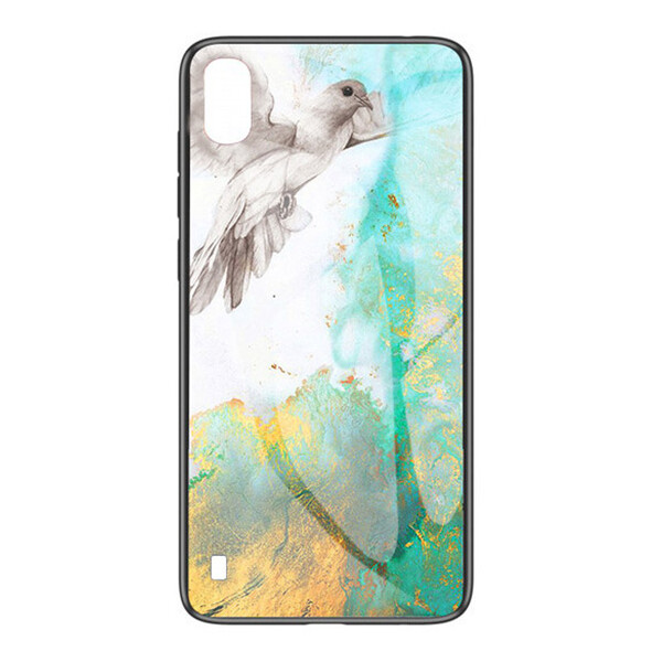 

TPU+Glass чехол Luxury Marble для Samsung Galaxy A10 (A105F) Птица / Бирюзовый