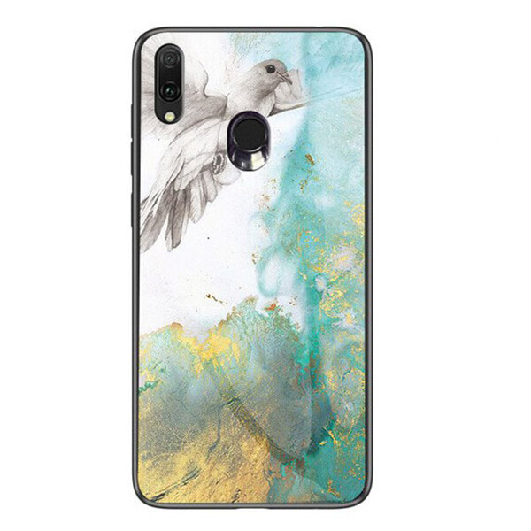 

TPU+Glass чехол Luxury Marble для Samsung Galaxy A20 / A30 Птица / Бирюзовый