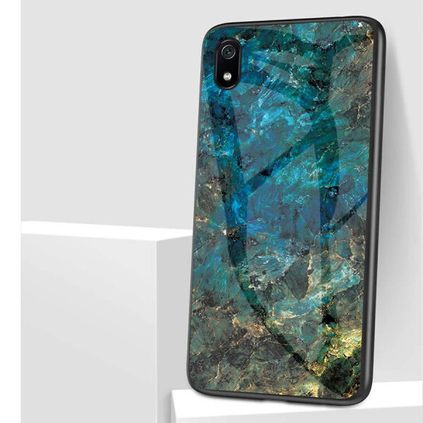 

TPU+Glass чехол Luxury Marble для Xiaomi Redmi 7A Морская волна / Голубой