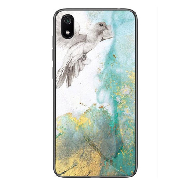

TPU+Glass чехол Luxury Marble для Xiaomi Redmi 7A Птица / Бирюзовый