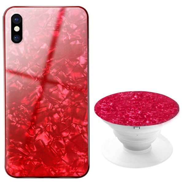 

TPU+Glass чехол Shell с круглой подставкой для Apple iPhone XS Max (6.5") Красный