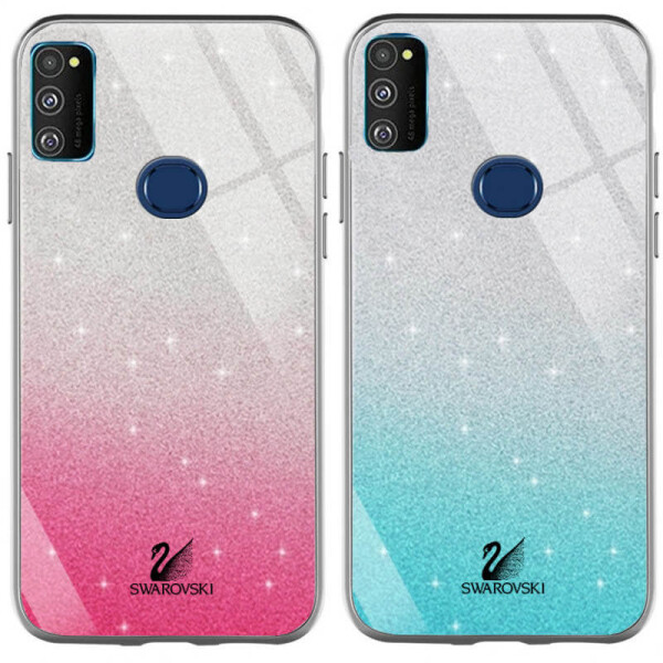 

TPU+Glass чехол Swarovski для Samsung Galaxy M30s Бирюзовый