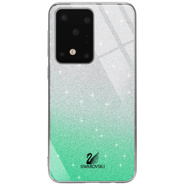 

TPU+Glass чехол Swarovski для Samsung Galaxy S20 Ultra Бирюзовый