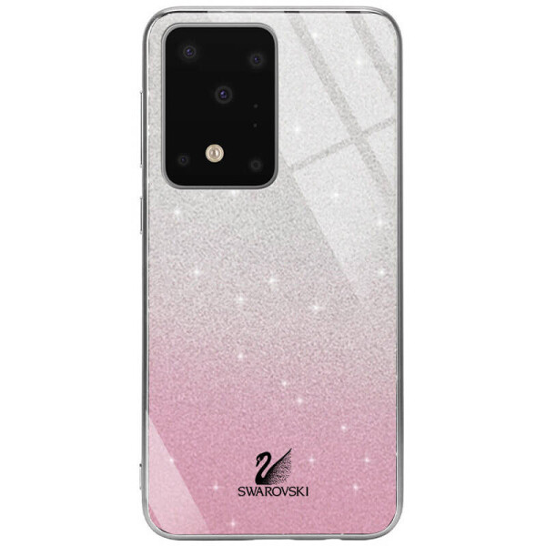 

TPU+Glass чехол Swarovski для Samsung Galaxy S20 Ultra Розовый