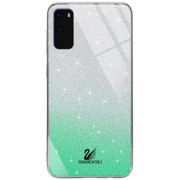 

TPU+Glass чехол Swarovski для Samsung Galaxy S20 Бирюзовый