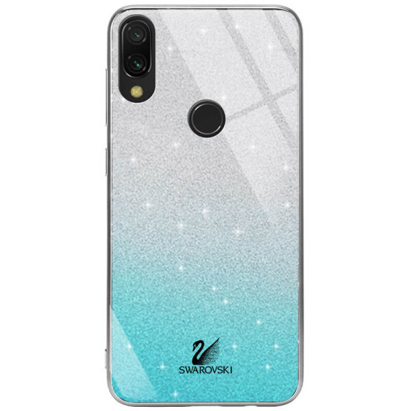 

TPU+Glass чехол Swarovski для Xiaomi Redmi Note 7 / Note 7 Pro / Note 7s Бирюзовый