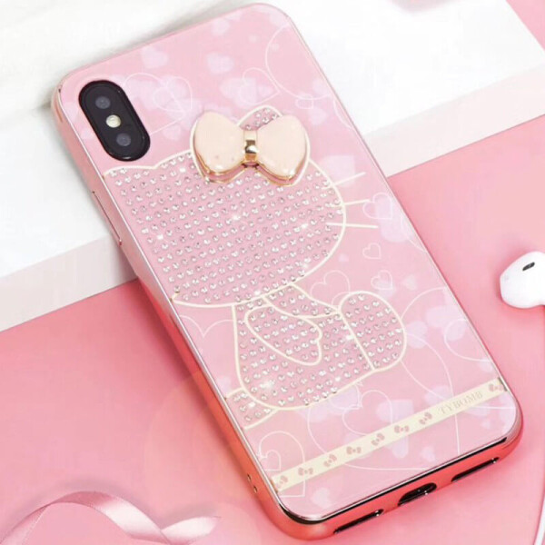 

TPU+Glass чехол TYBOMB Dimond Brand для Apple iPhone XS Max (6.5") Розовый/Hello Kitty