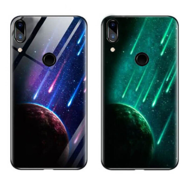 

TPU+Glass чехол светящийся в темноте для Huawei P Smart+ (nova 3i) Метеорит / Синий
