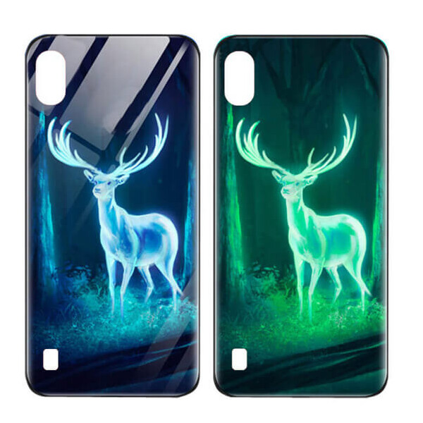 

TPU+Glass чехол светящийся в темноте для Samsung Galaxy A10 (A105F) Олень / Бирюзовый