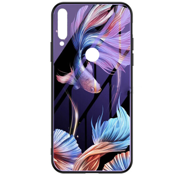 

TPU+Glass чехол светящийся в темноте для Samsung Galaxy A10s Рыбка / Фиолетовый