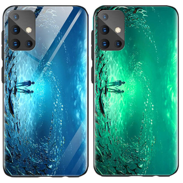 

TPU+Glass чехол светящийся в темноте для Samsung Galaxy A51 Под водой / Голубой