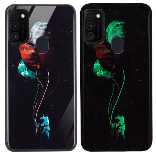 

TPU+Glass чехол светящийся в темноте для Samsung Galaxy M30s Космос / Черный