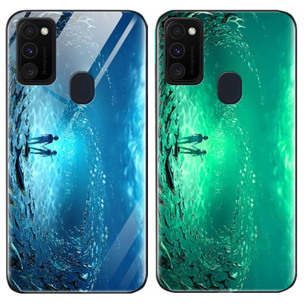 

TPU+Glass чехол светящийся в темноте для Samsung Galaxy M30s Под водой / Голубой