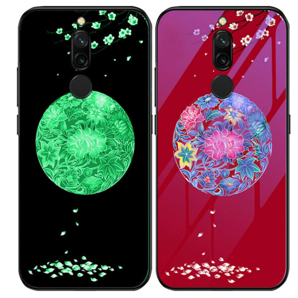 

TPU+Glass чехол светящийся в темноте для Xiaomi Redmi 8 Цветное плетение / Красный