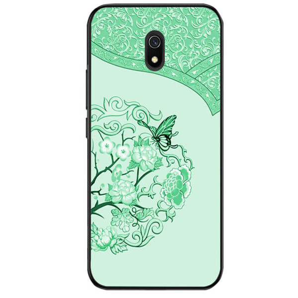 

TPU+Glass чехол светящийся в темноте для Xiaomi Redmi 8a Бабочка с цветами / Бирюзовый